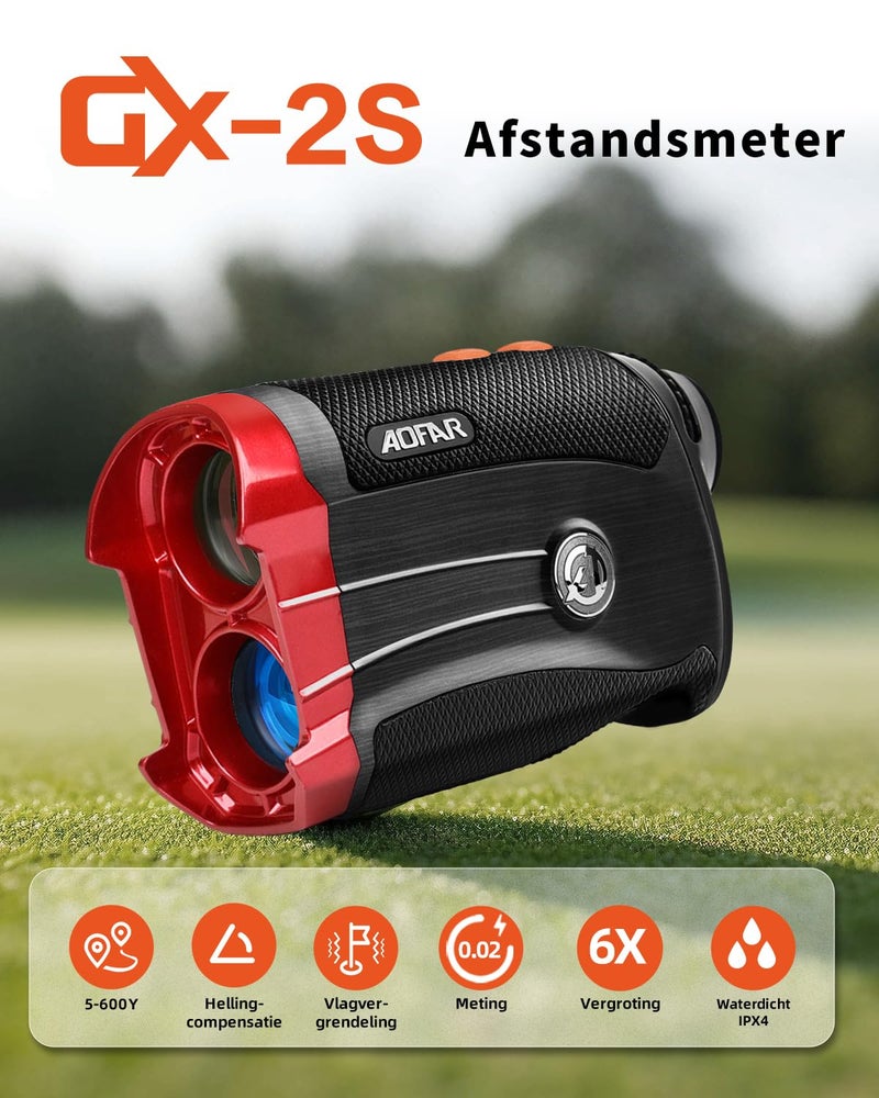 AOFAR GX-2S Golf Rangefinder Slope On/Off, Flag-Lock with Vibration, 600 Yards Range Finder, 6X 25mm Waterproof, Carrying Case, Free Battery, Gift Packaging - Image 2
